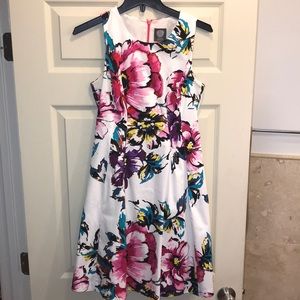 Summer/Spring White Dress with Floral Designs